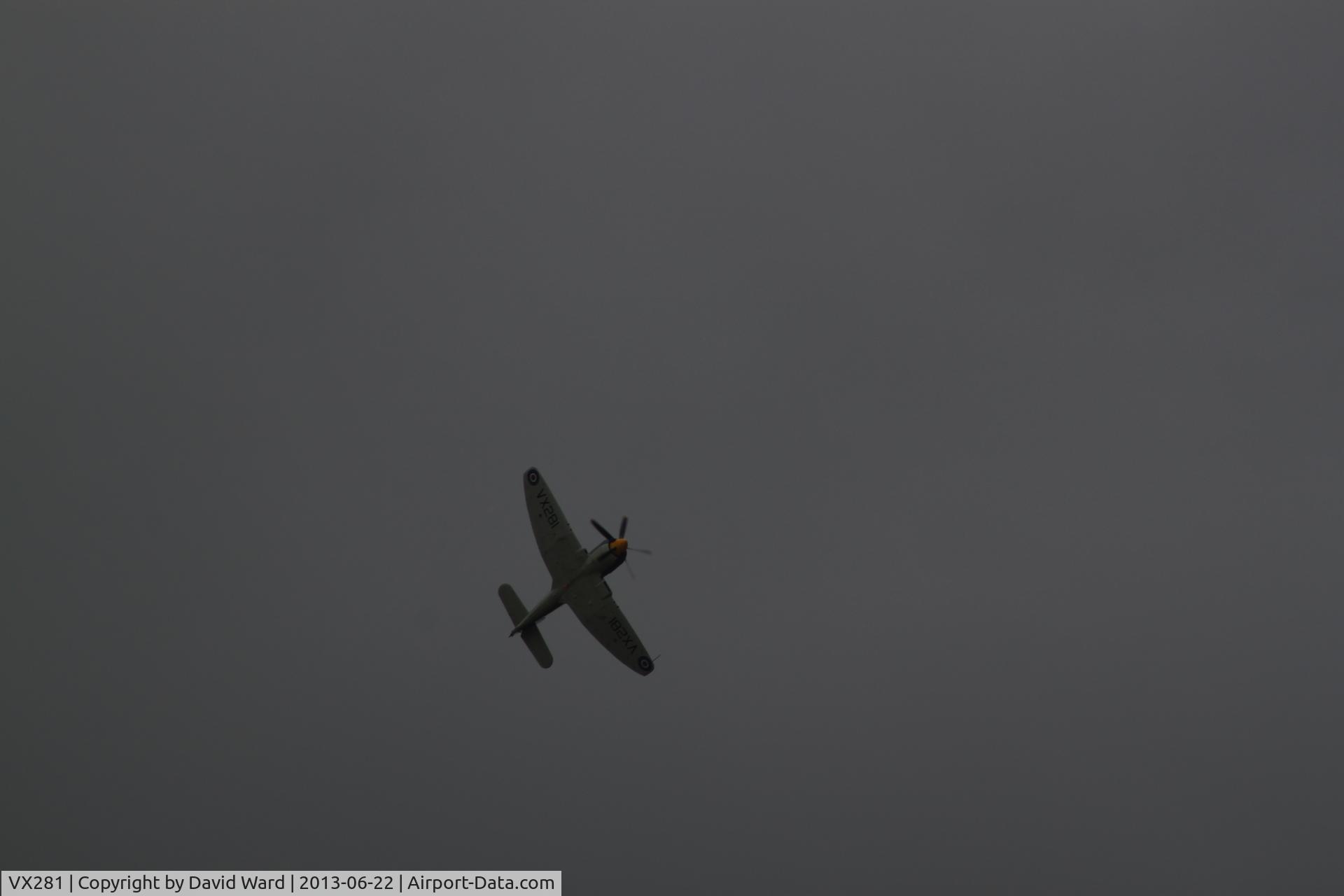 VX281, 1949 Hawker Sea Fury T.20 C/N ES.3615, at worst airshow ever manston 2013