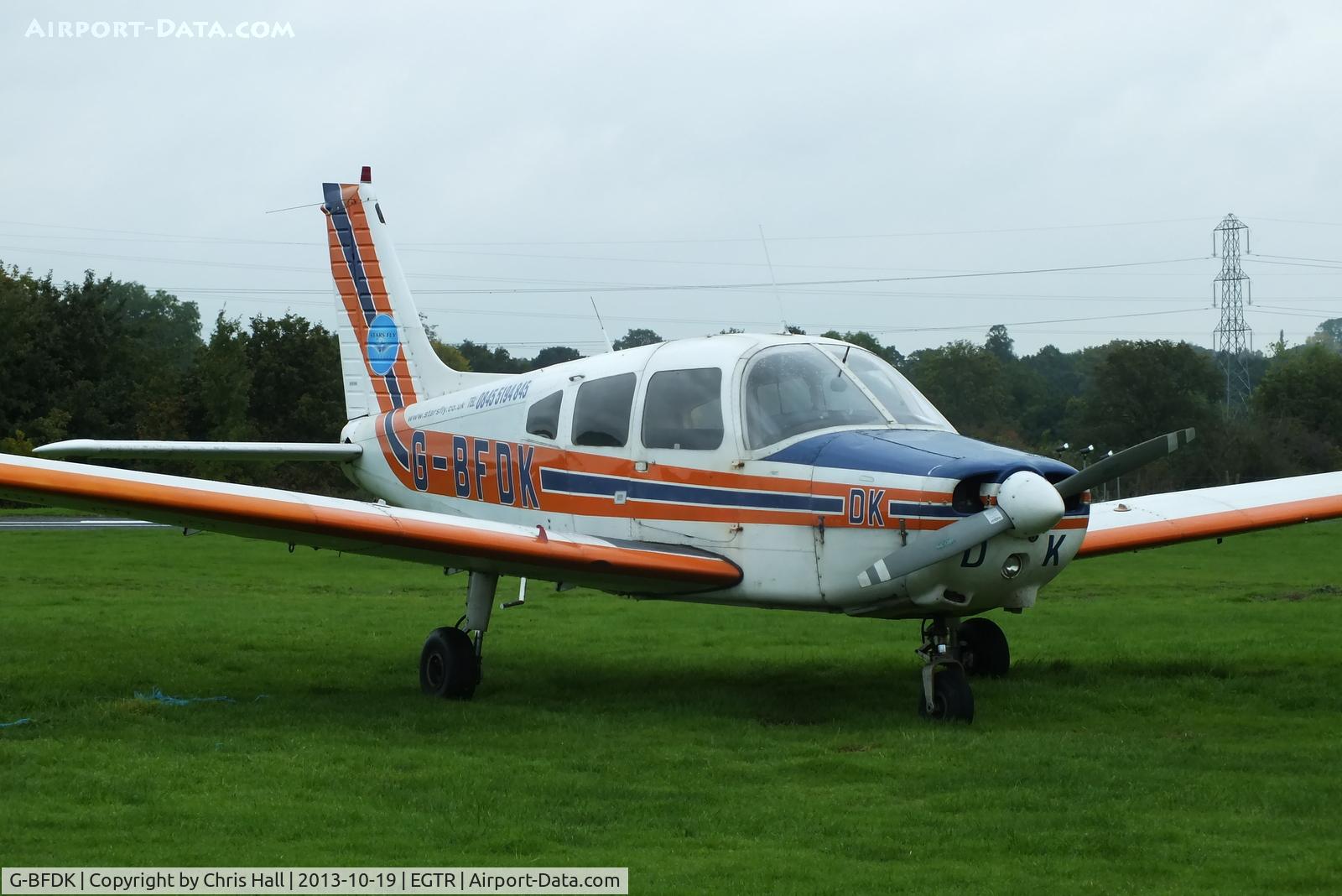 G-BFDK, 1977 Piper PA-28-161 Cherokee Warrior II C/N 28-7816010, parked at Elstree