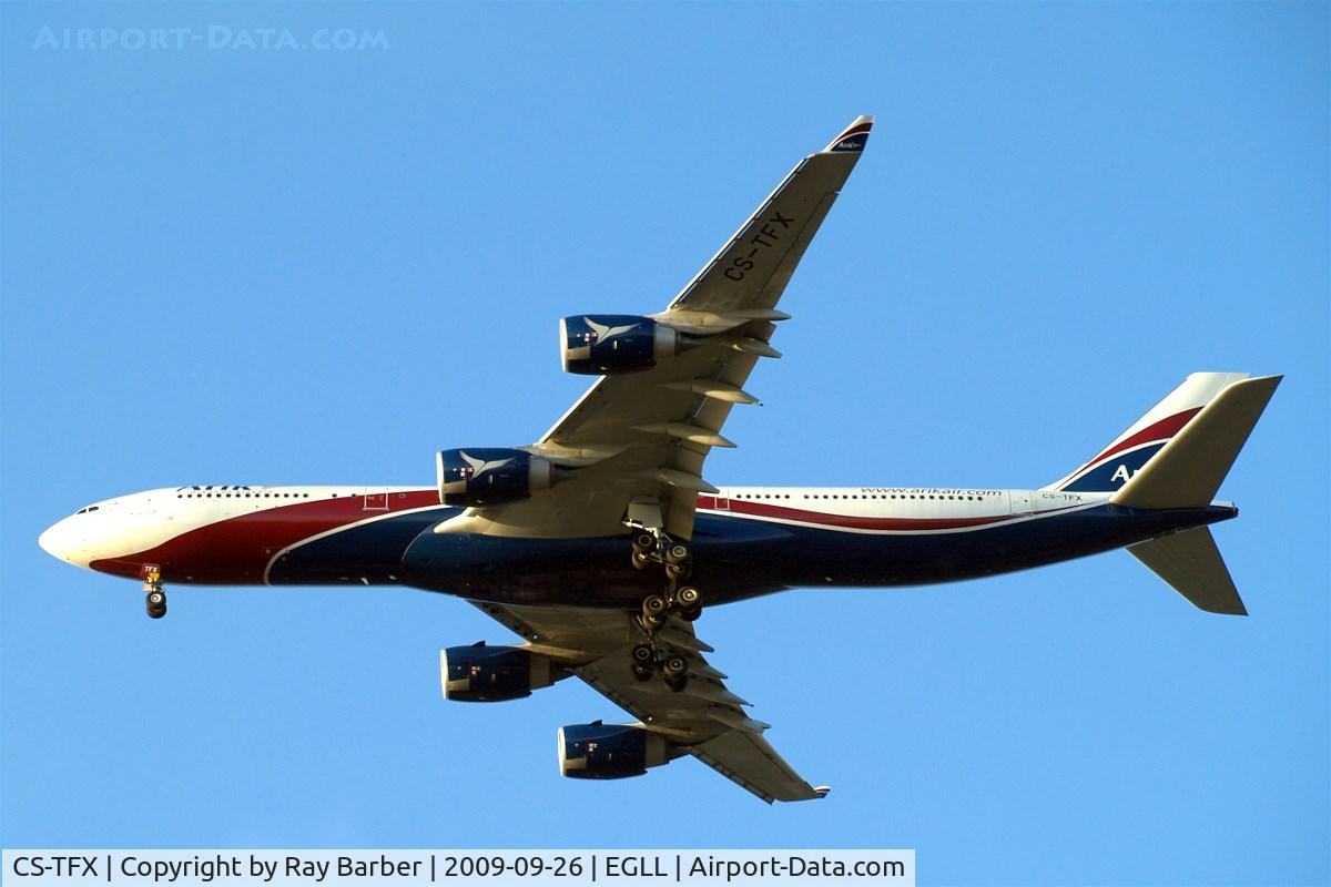 CS-TFX, 2008 Airbus A340-541 C/N 912, Airbus A340-542 [912] (Arik Air) Home~G 26/09/2009. On approach 27R.