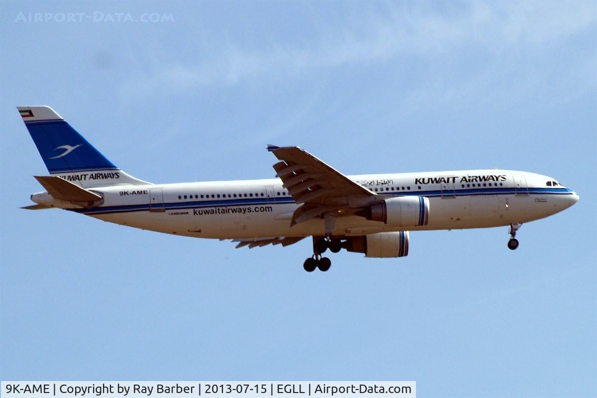 9K-AME, 1993 Airbus A300B4-605R C/N 721, Airbus A300B4-605R [721] (Kuwait Airways) Home~G 15/07/2013. On approach 27L.