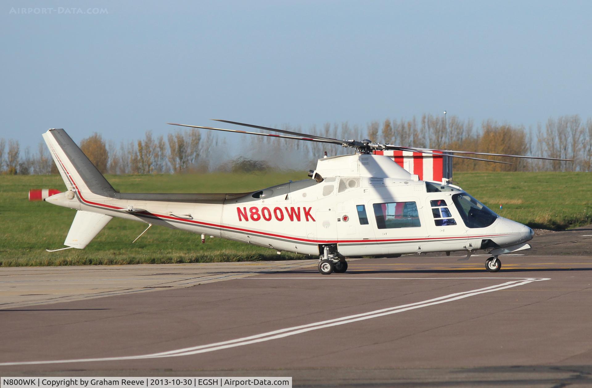 N800WK, 1984 Agusta A109A Mk.II C/N 7341, Departing from Norwich.