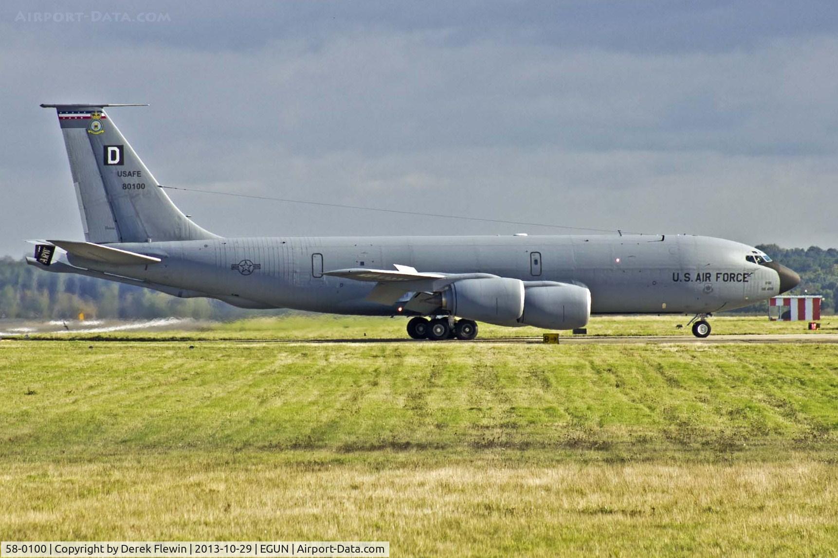 58-0100, 1958 Boeing KC-135R Stratotanker C/N 17845, Based KC-135R, QUID75 of the 100th ARW returning to EGUN.