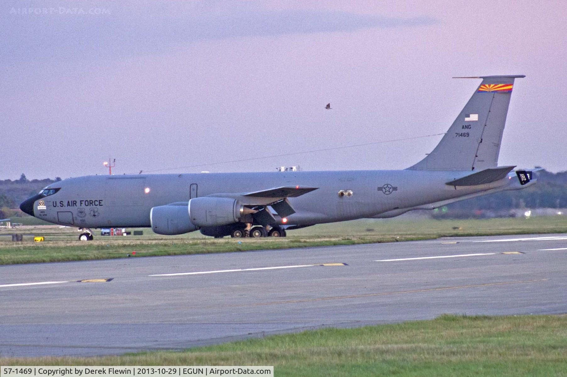 57-1469, 1958 Boeing KC-135R Stratotanker C/N 17540, KC-135R, Rch101 of the 161st ARW  taxxing shortly after landing at EGUN.
