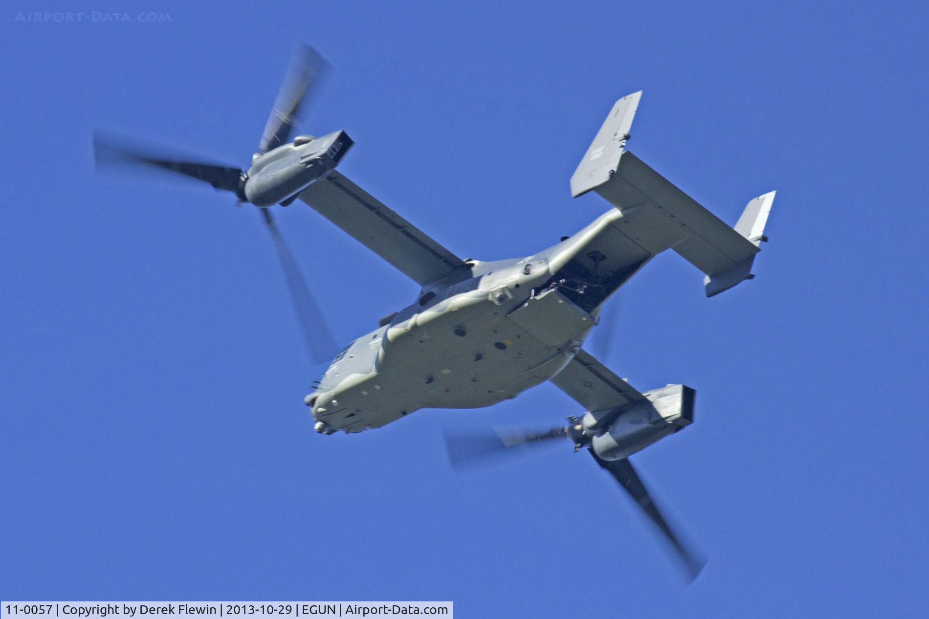 11-0057, 2011 Bell-Boeing CV-22B Osprey C/N D1038, EGUN based  CV-22B Osprey overflying our campsite at the end of runway 11.