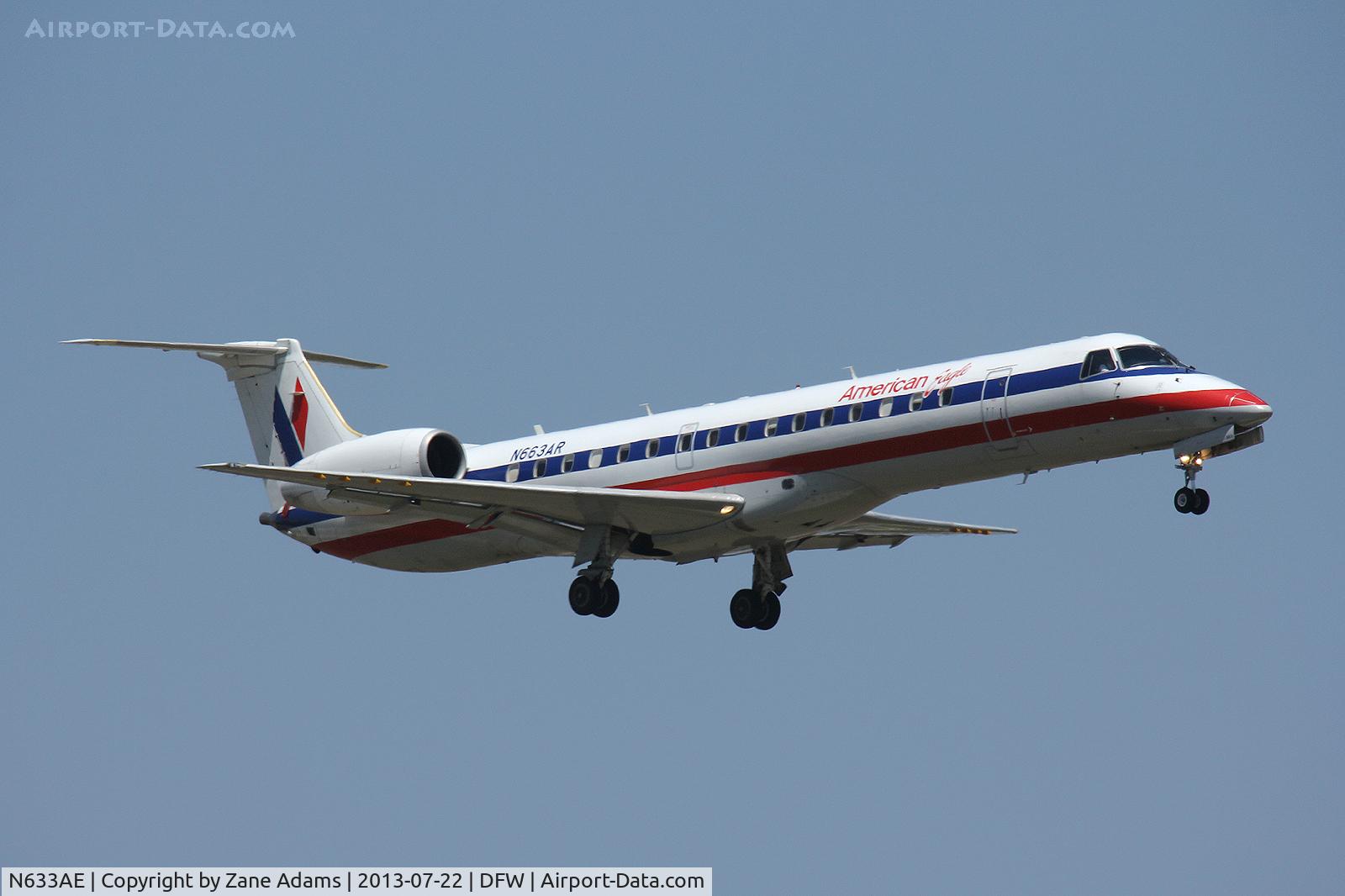 N633AE, 1999 Embraer ERJ-145LR (EMB-145LR) C/N 145148, Landing at DFW Airport