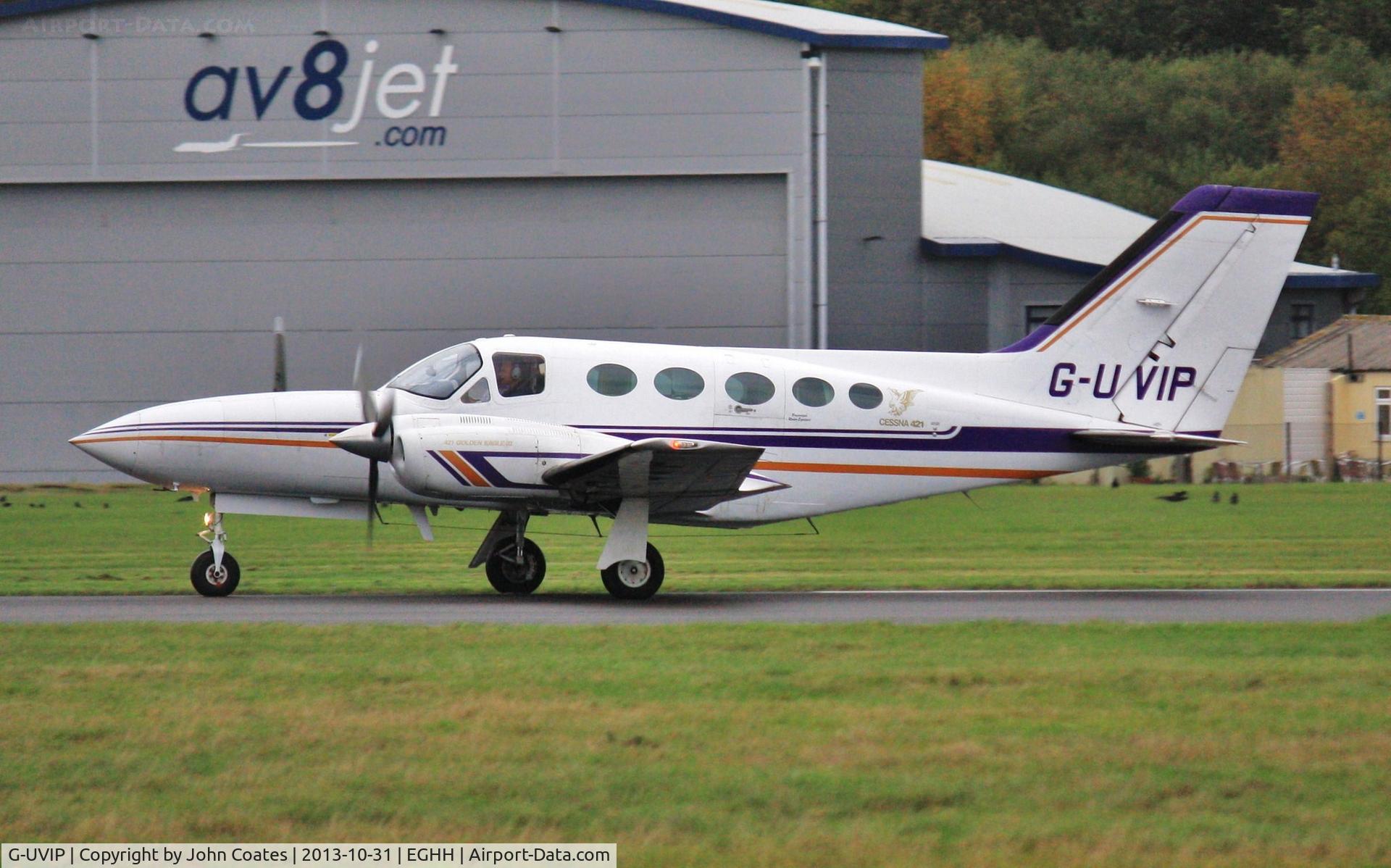 G-UVIP, 1978 Cessna 421C Golden Eagle C/N 421C-0603, Departing CTC in poor weather for another survey op.
