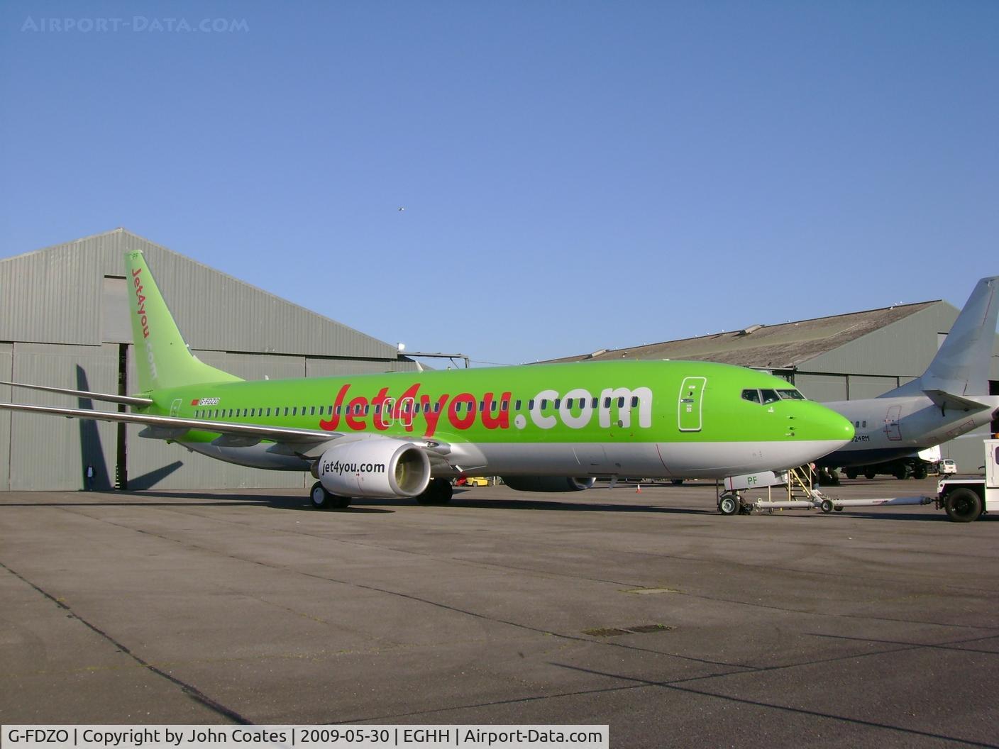 G-FDZO, 2007 Boeing 737-8K5 C/N 34691, Just resprayed PF on tail and nosewheel and to be CN-RPF
