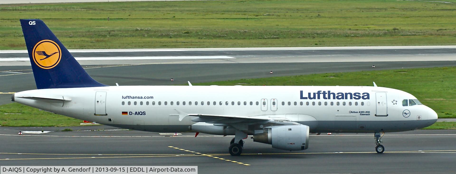 D-AIQS, 1993 Airbus A320-211 C/N 401, Lufthansa, is here taxiing to RWY 23L at Düsseldorf Int´l(EDDL)
