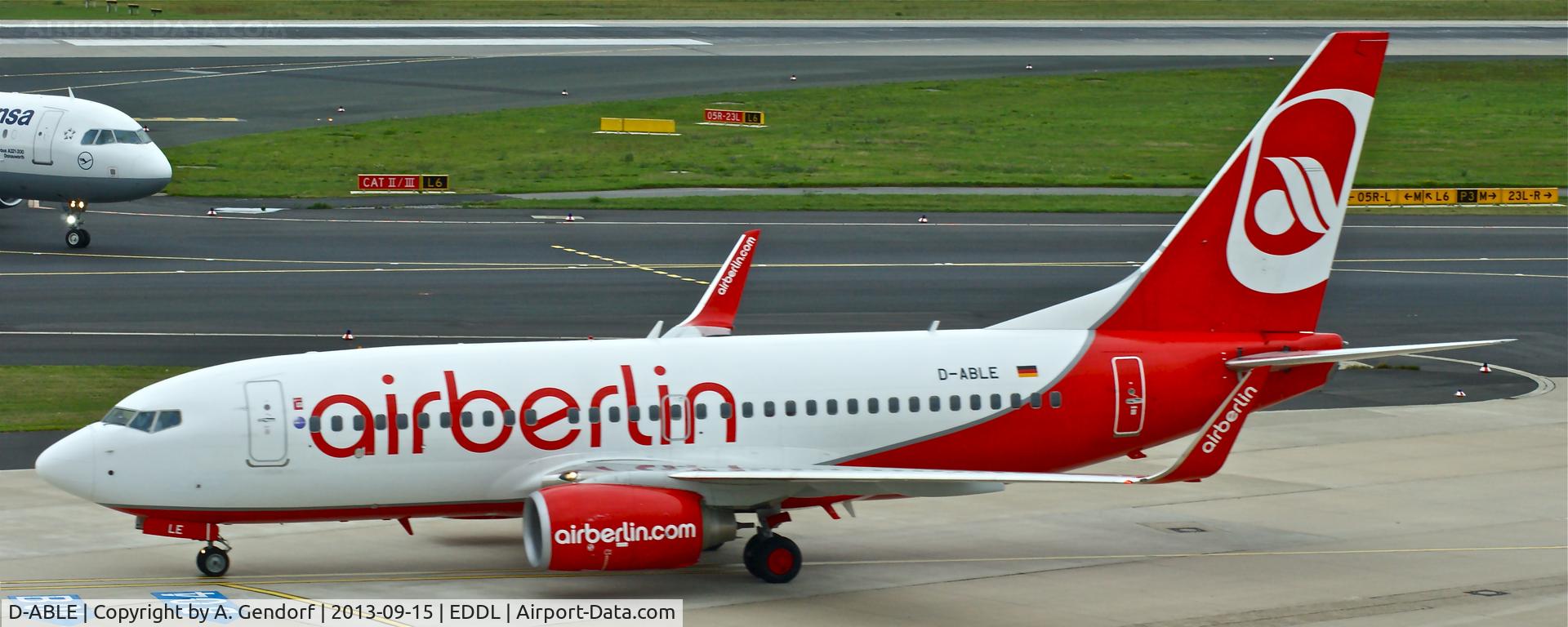 D-ABLE, 2010 Boeing 737-76J C/N 36873, Air Berlin, seen here shortly after landing at Düsseldorf Int´l(EDDL)