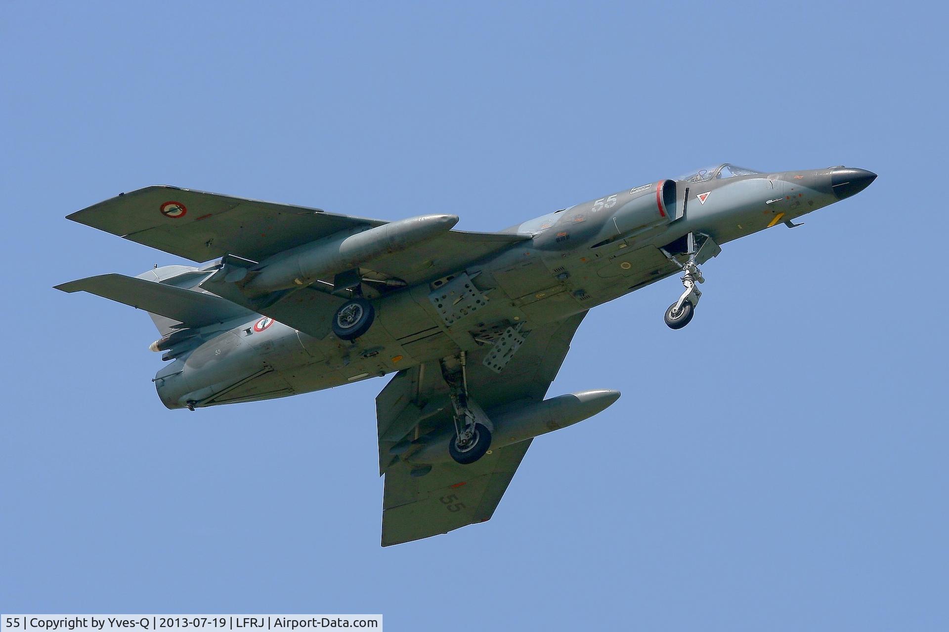 55, Dassault Super Etendard C/N 61, French Naval Aviation Dassault Super Etendard M (SEM) in Short Approach Rwy 08, Landivisiau Naval Air Base (LFRJ)