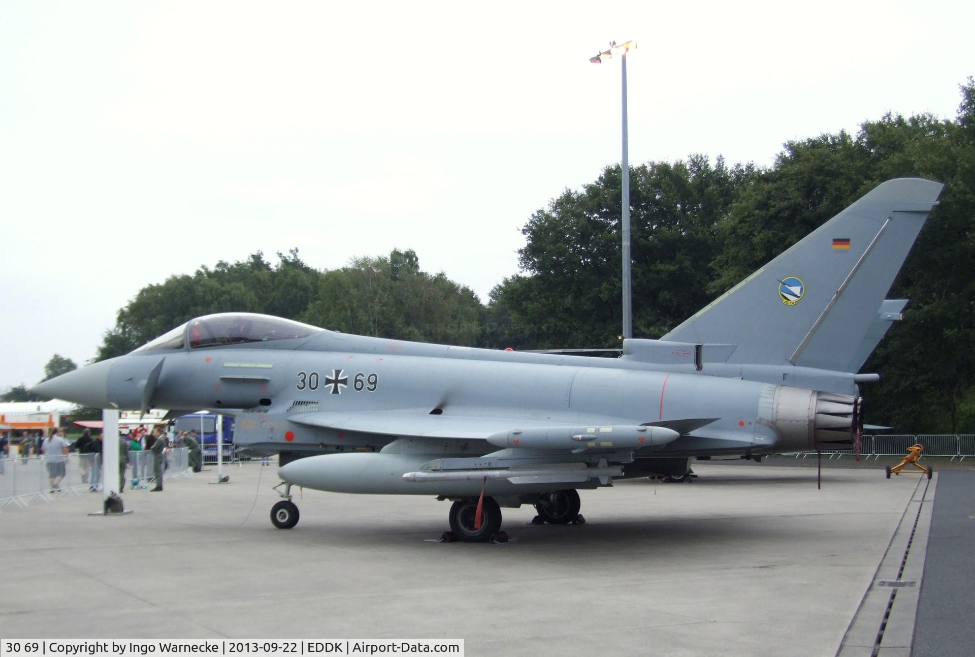 30 69, Eurofighter EF-2000 Typhoon S C/N GS051, Eurofighter EF2000 of the German Air Force (Luftwaffe) at the DLR 2013 air and space day on the side of Cologne airport