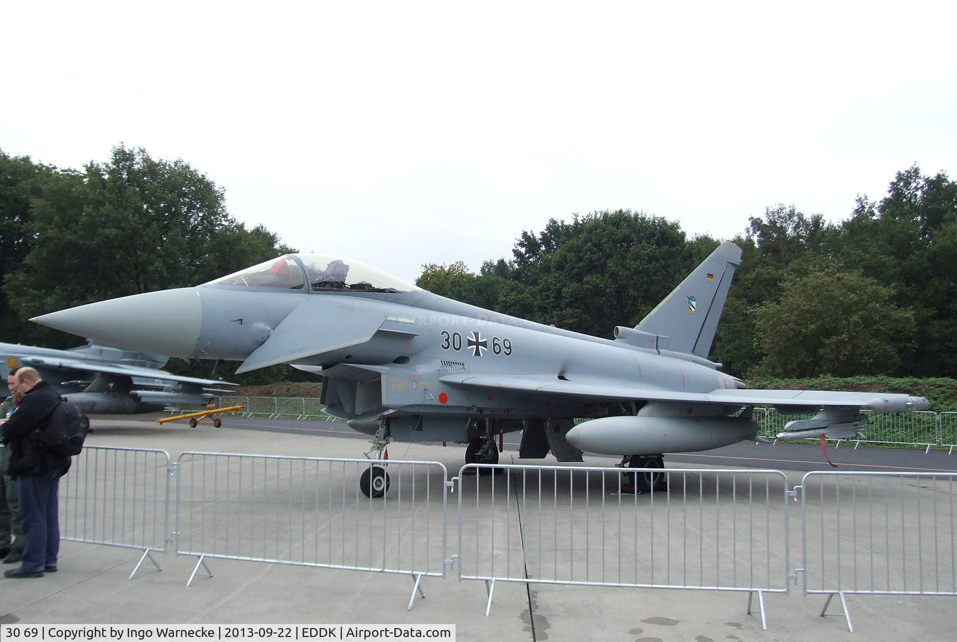 30 69, Eurofighter EF-2000 Typhoon S C/N GS051, Eurofighter EF2000 of the German Air Force (Luftwaffe) at the DLR 2013 air and space day on the side of Cologne airport