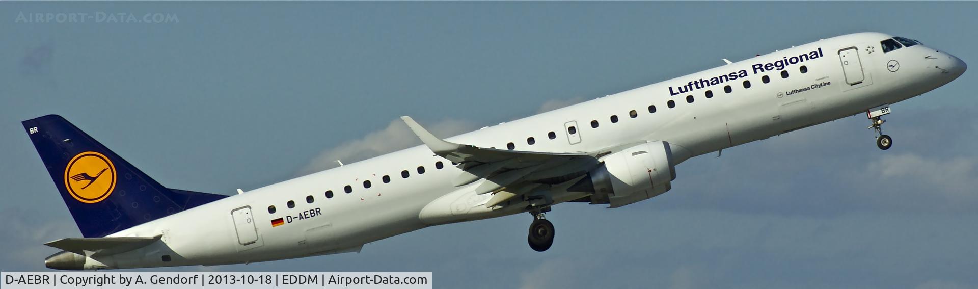 D-AEBR, 2012 Embraer 195LR  (ERJ-190-200LR) C/N 19000558, Lufthansa Regional, is here departing at München(EDDM)