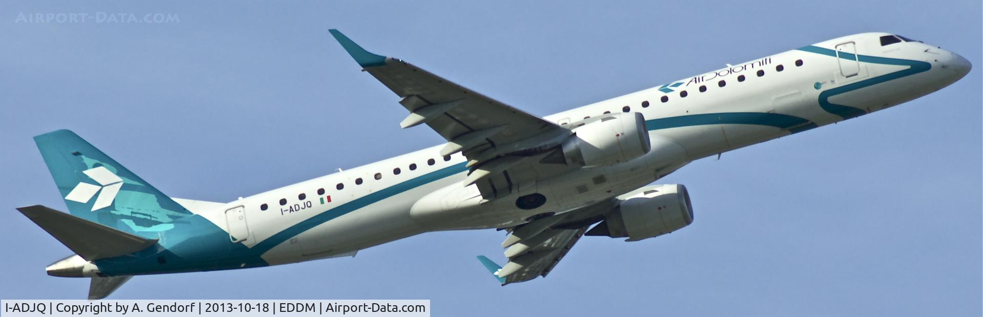 I-ADJQ, 2012 Embraer 195LR (ERJ-190-200LR) C/N 19000587, Air Dolomiti, seen here during take off at München(EDDM)