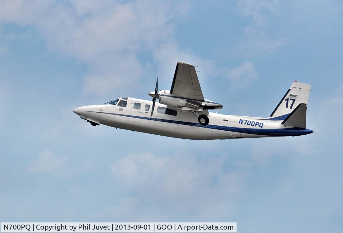 N700PQ, 1977 Rockwell International 690B C/N 11389, Departing Nevada County Airport, Grass Valley, CA during the American River Fire. USFS Markings.