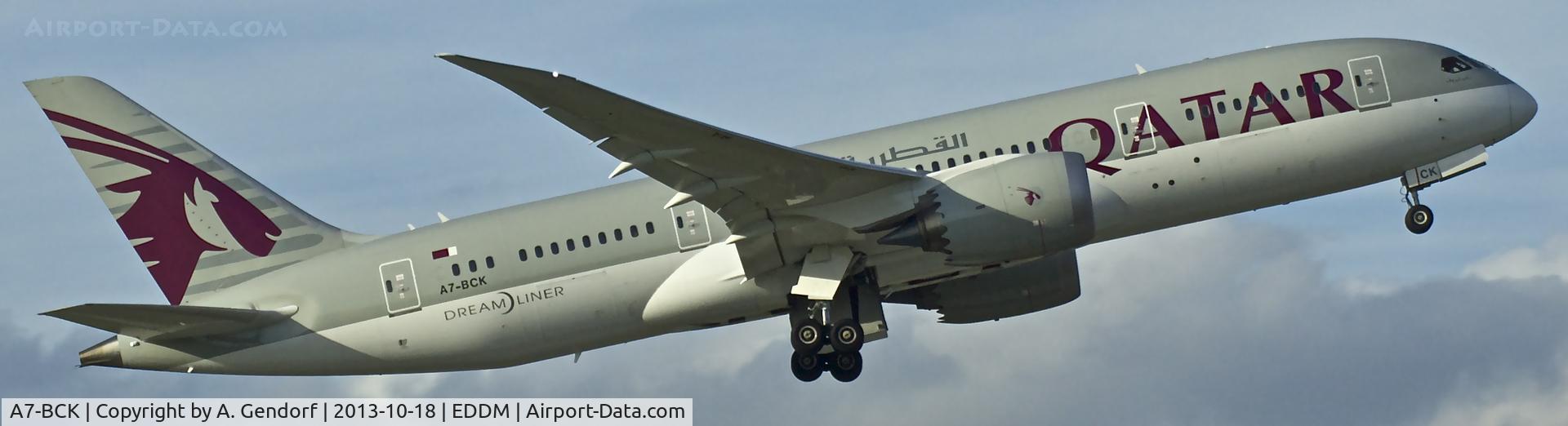 A7-BCK, 2012 Boeing 787-8 Dreamliner C/N 38329, Qatar Airways, is departing at München(EDDM)