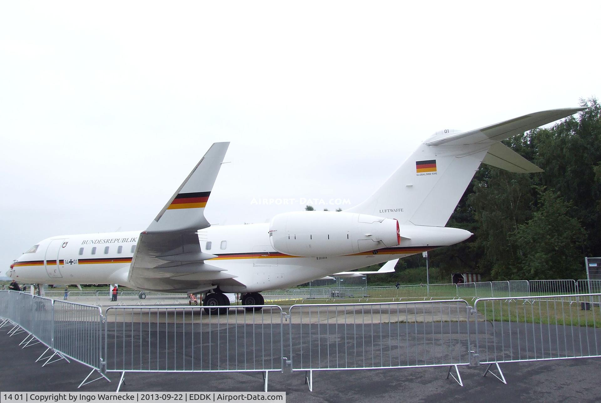14 01, 2011 Bombardier BD-700-1A11 Global 5000 C/N 9395, Bombardier BD-700 Global 5000 of the German Air force VIP-Wing (Flugbereitschaft) at the DLR 2013 air and space day on the side of Cologne airport