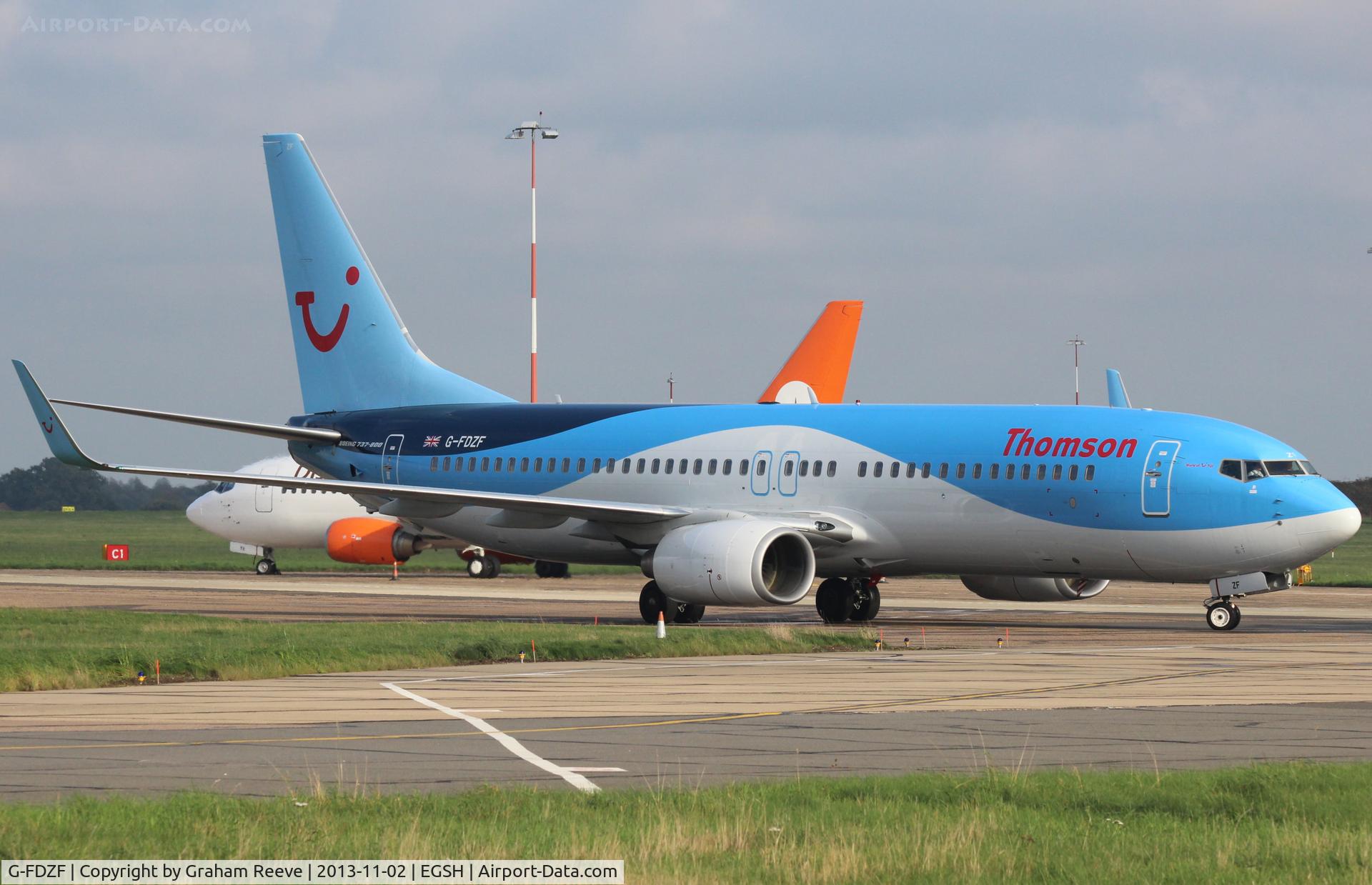 G-FDZF, 2008 Boeing 737-8K5 C/N 35138, Just landed.