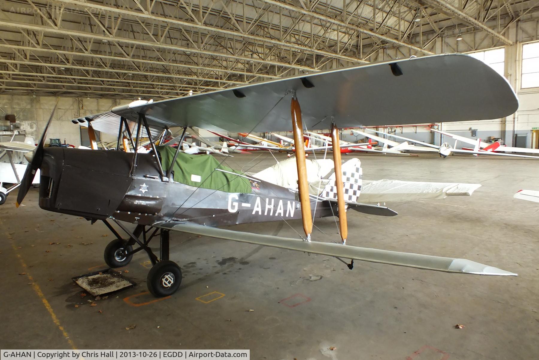 G-AHAN, 1944 De Havilland DH-82A Tiger Moth II C/N 86553, hangared at Bicester