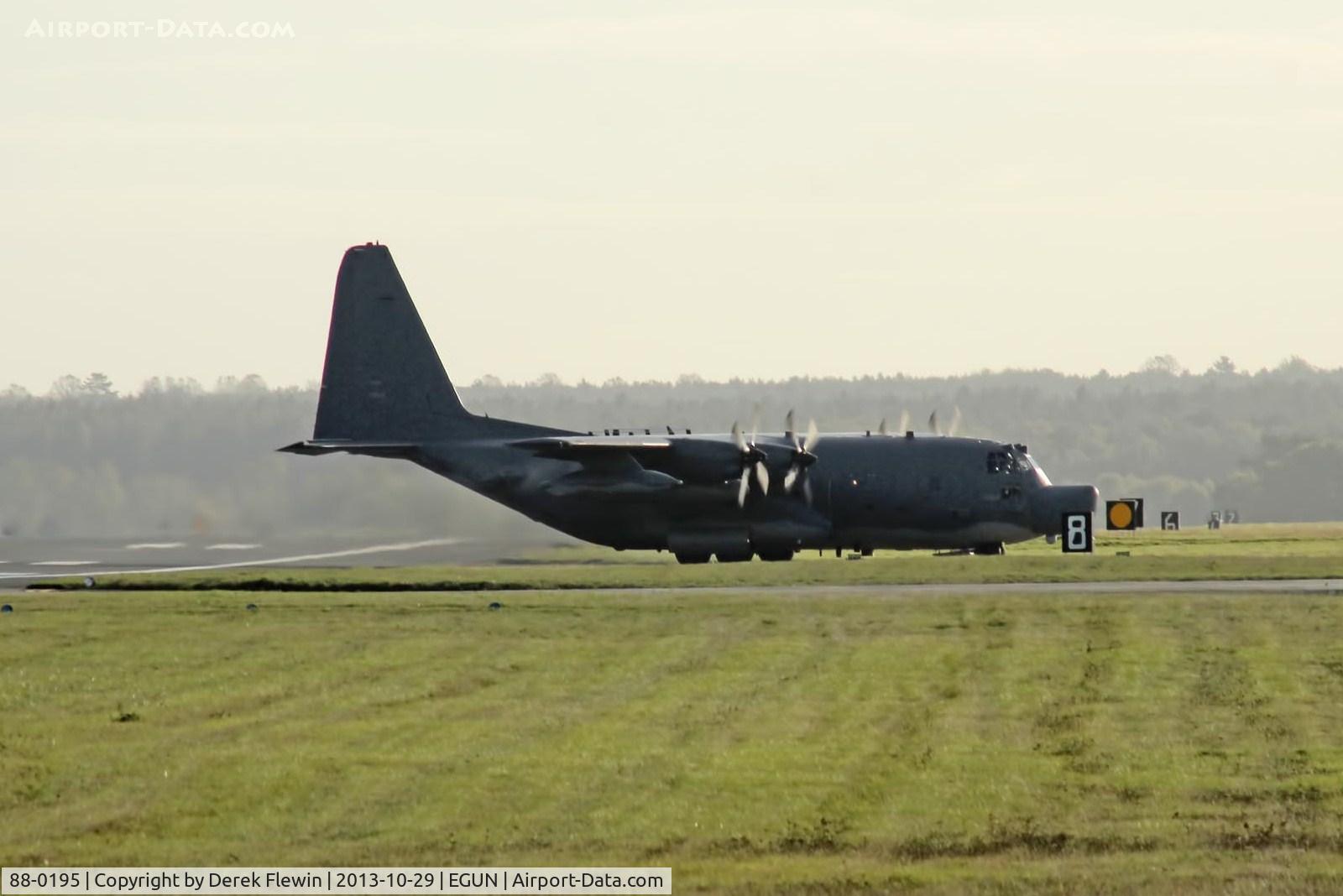 88-0195, 1988 Lockheed MC-130H Combat Talon II C/N 382-5134, Resident MC-130H Combat Talon II , Josh33, 7th SOS,  returning to EGUN from USAFE Spagdahlem ((ETAD) Germany due to adverse weather in the UK.