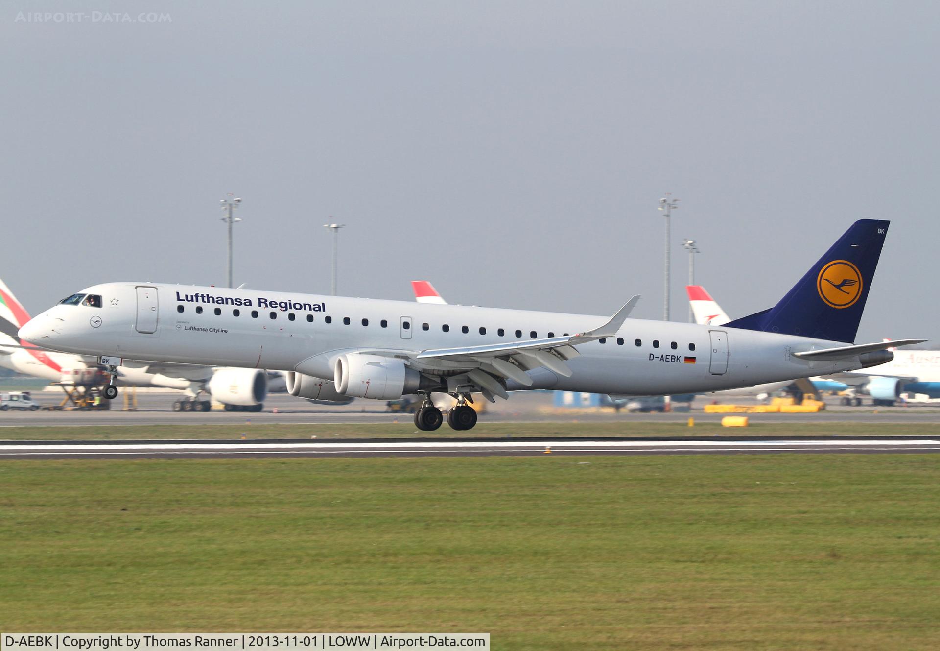 D-AEBK, 2011 Embraer 195LR (ERJ-190-200LR) C/N 19000500, Lufthansa City Line Emb190