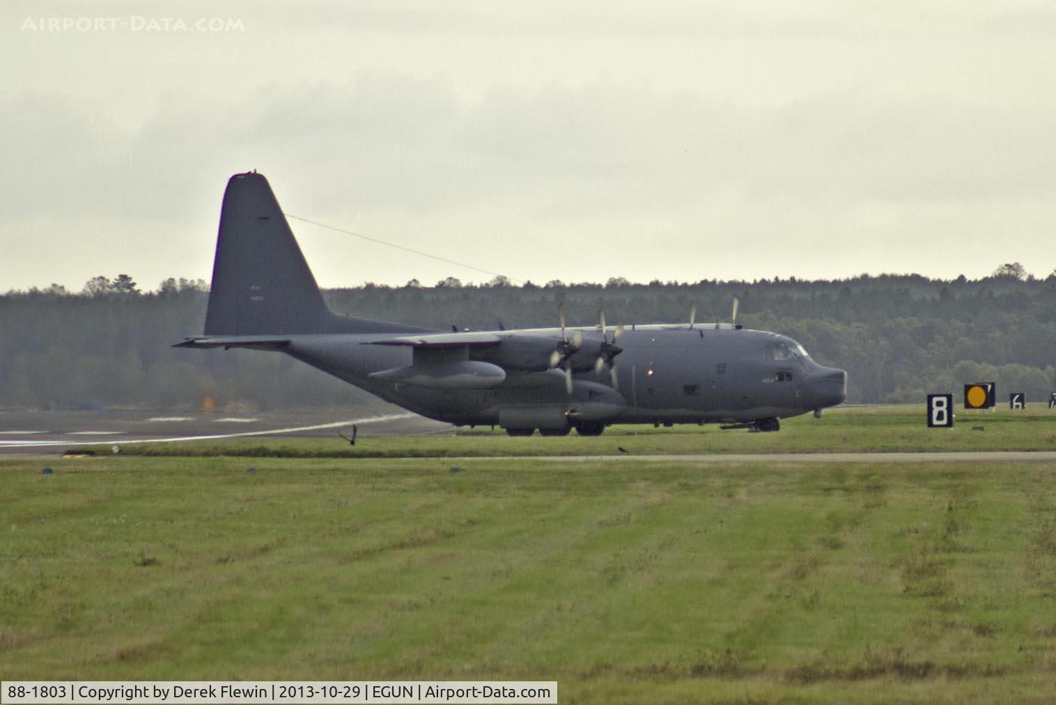 88-1803, 1988 Lockheed MC-130H Combat Talon II C/N 382-5173, Resident MC-130H Combat Talon II, Josh31, 7th SOS,  returning to EGUN from USAFE Spagdahlem ((ETAD) Germany due to adverse weather in the UK.
