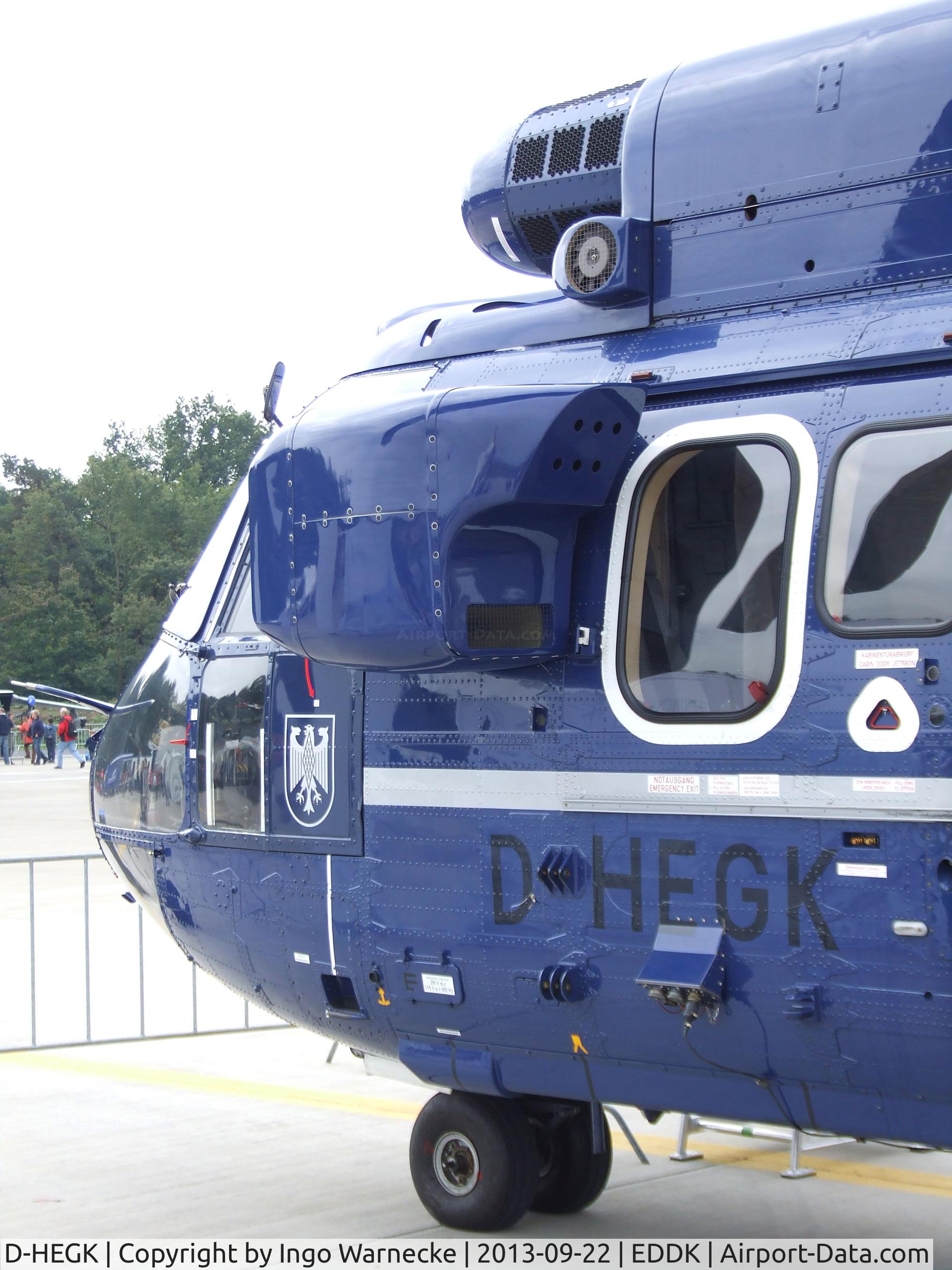 D-HEGK, 2009 Aerospatiale AS-332L-1 Super Puma C/N 2720, Aerospatiale AS.332L1 Super Puma of the German federal police (Bundespolizei) at the DLR 2013 air and space day on the side of Cologne airport