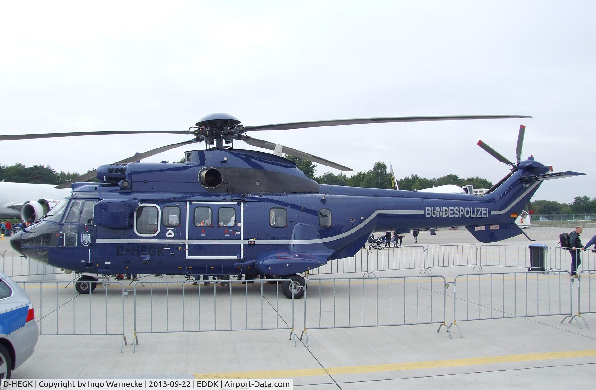 D-HEGK, 2009 Aerospatiale AS-332L-1 Super Puma C/N 2720, Aerospatiale AS.332L1 Super Puma of the German federal police (Bundespolizei) at the DLR 2013 air and space day on the side of Cologne airport