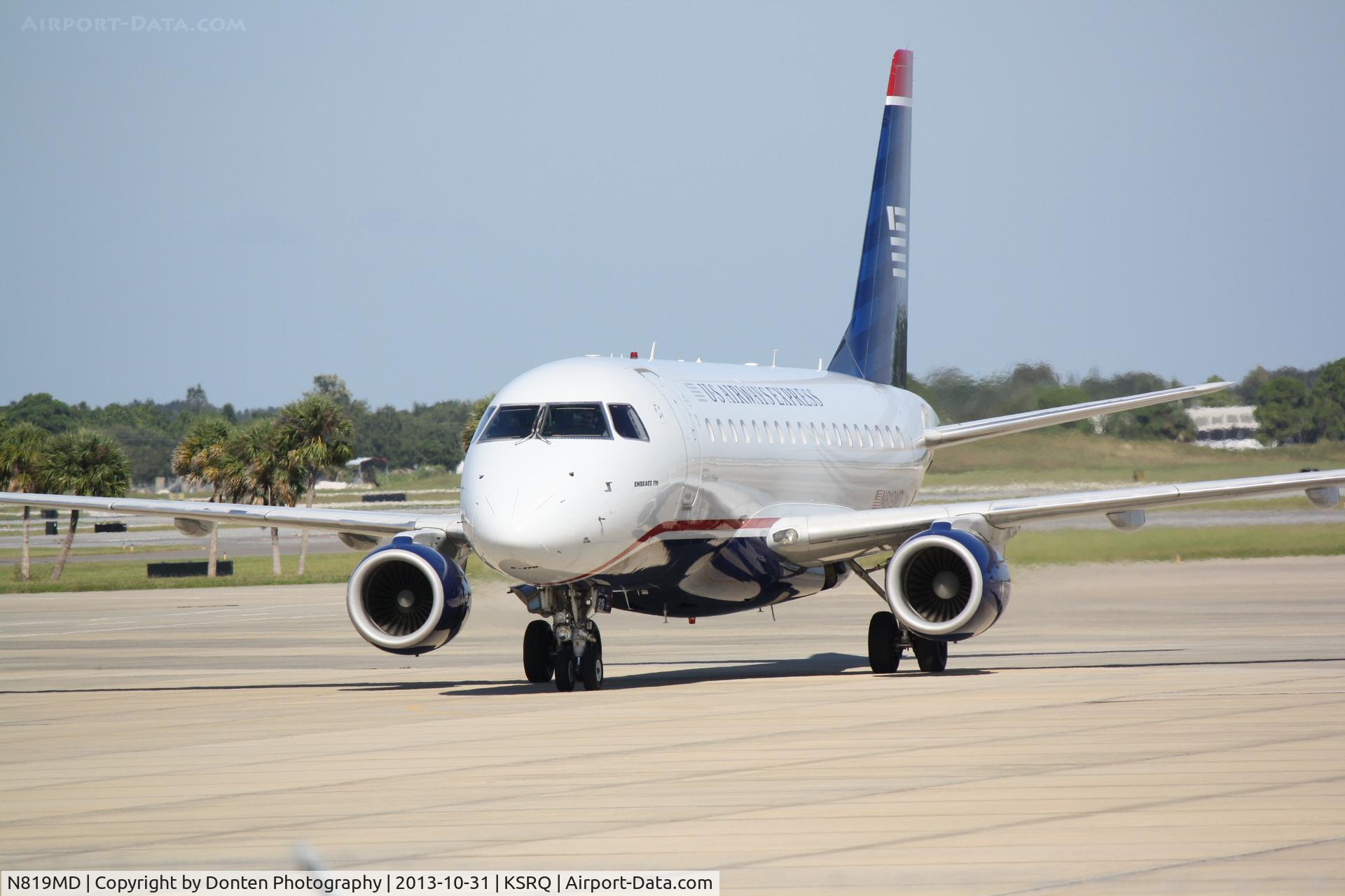 N819MD, 2004 Embraer 170SU (ERJ-170-100SU) C/N 17000040, US Air Flight 3346 oeprated by Republic (N819MD) arrives at Sarasota-Bradenton International Airport following a flight from Reagan National