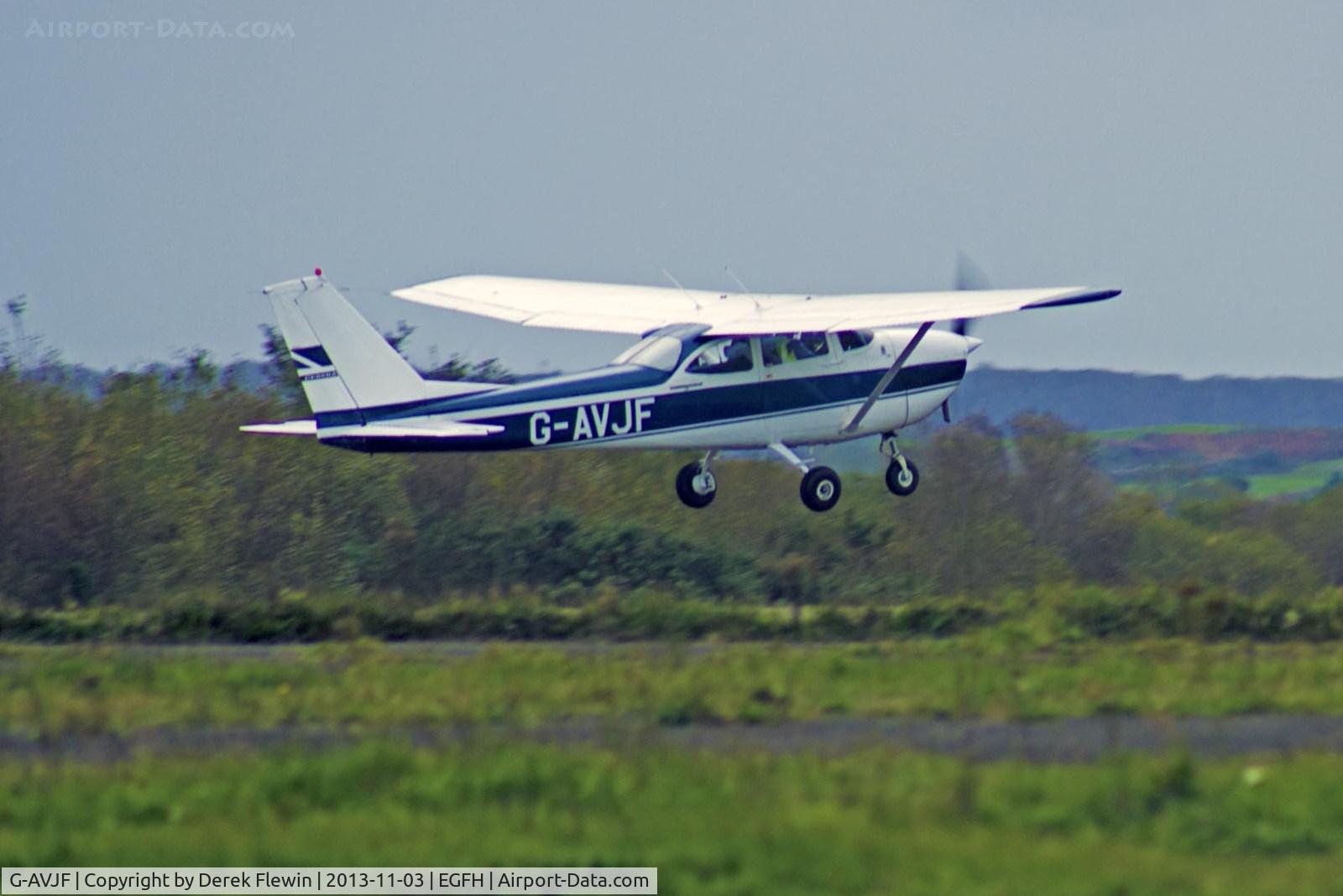 G-AVJF, 1967 Reims F172H Skyhawk C/N 0393, Visiting Reims F172H seen departing runway 28 at EGFH for low level flight to EGFE.
