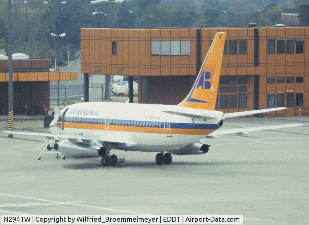 N2941W, 1981 Boeing 737-2K5 C/N 22596, Leased from Hapag-Lloyd used and operated by Air Berlin USA.