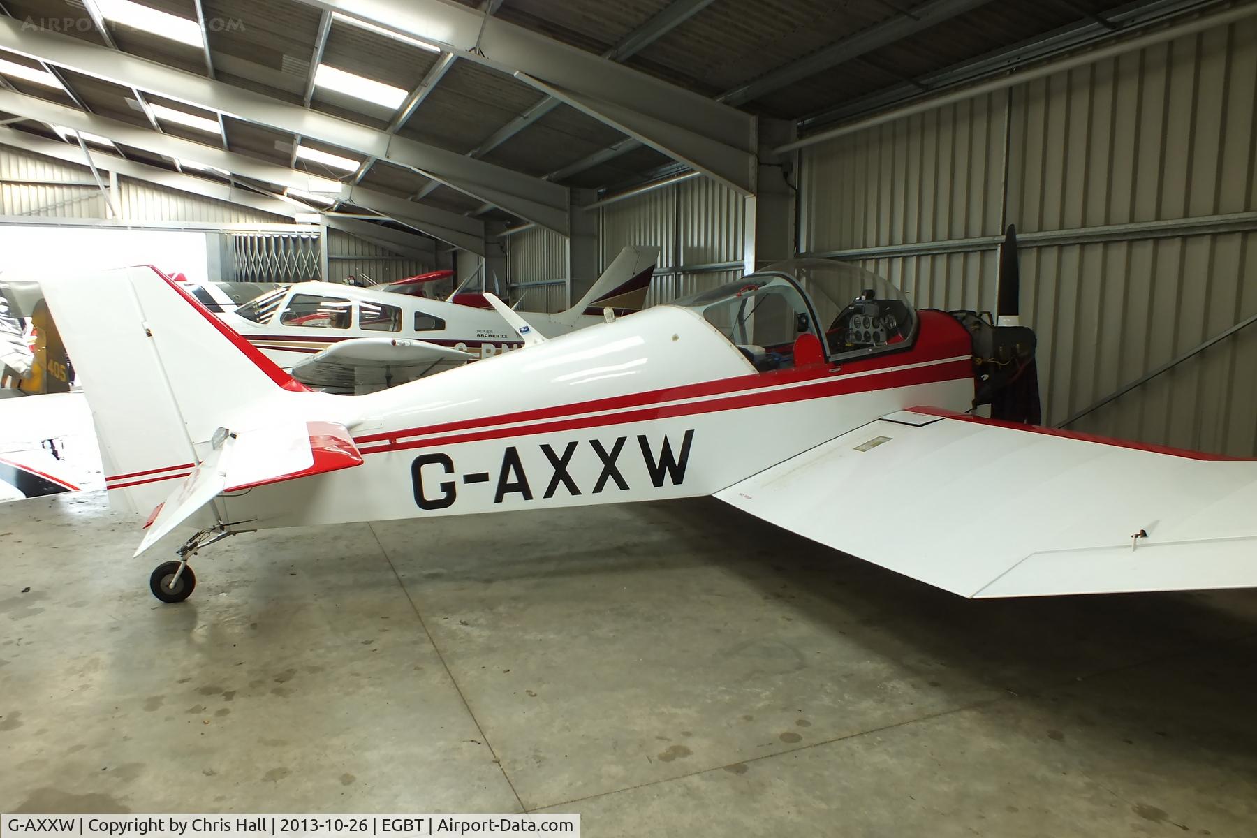 G-AXXW, 1957 SAN Jodel D-117 C/N 632, hangared at Turweston