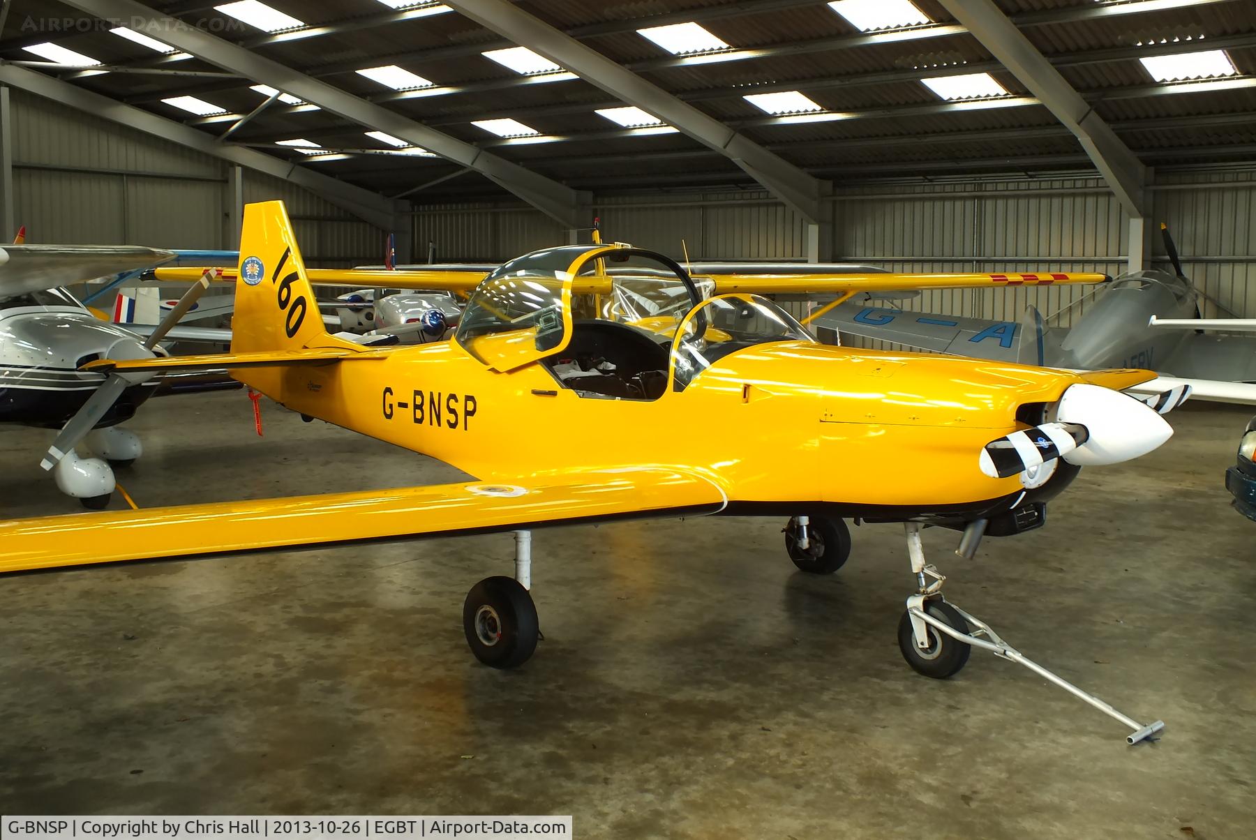 G-BNSP, 1987 Slingsby T-67M Firefly Mk2 C/N 2044, hangared at Turweston