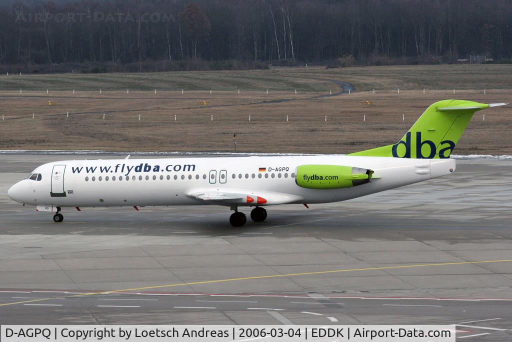 D-AGPQ, 1991 Fokker 100 (F-28-0100) C/N 11338, DBA  Airlines