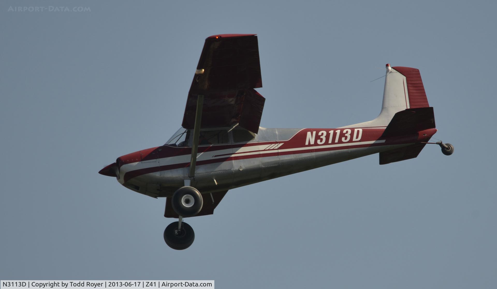 N3113D, 1955 Cessna 180 C/N 31911, Landing at Lake Hood Strip