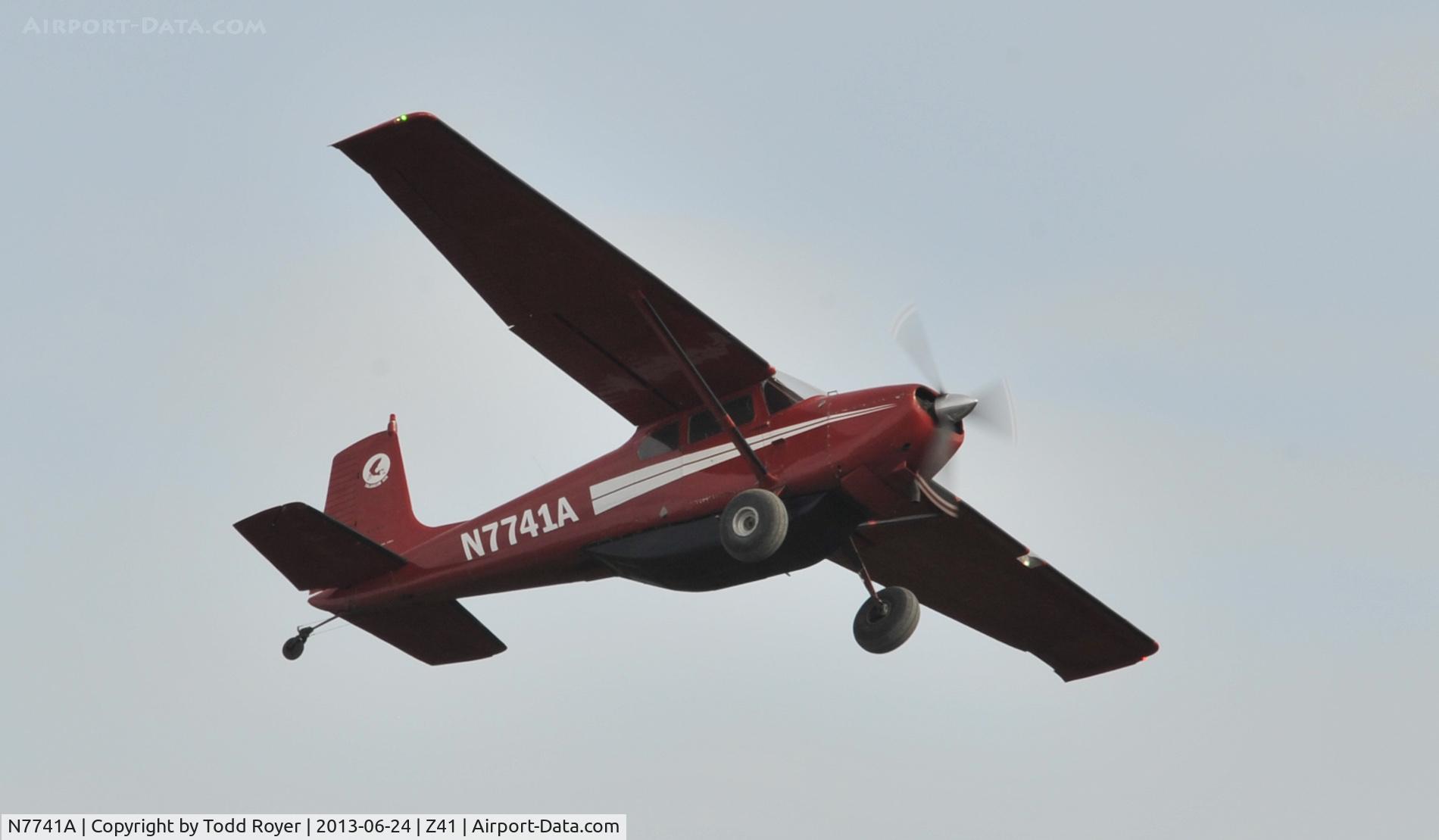 N7741A, 1956 Cessna 180 C/N 32638, Departing Lake Hood Strip
