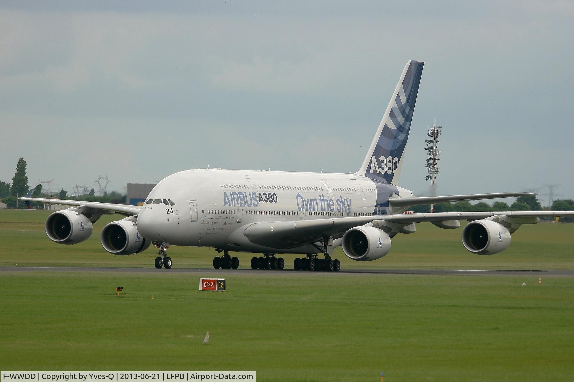 F-WWDD, 2005 Airbus A380-861 C/N 004, Airbus A380-861 Takes off Rwy 21, Paris-Le Bourget Air Show 2013