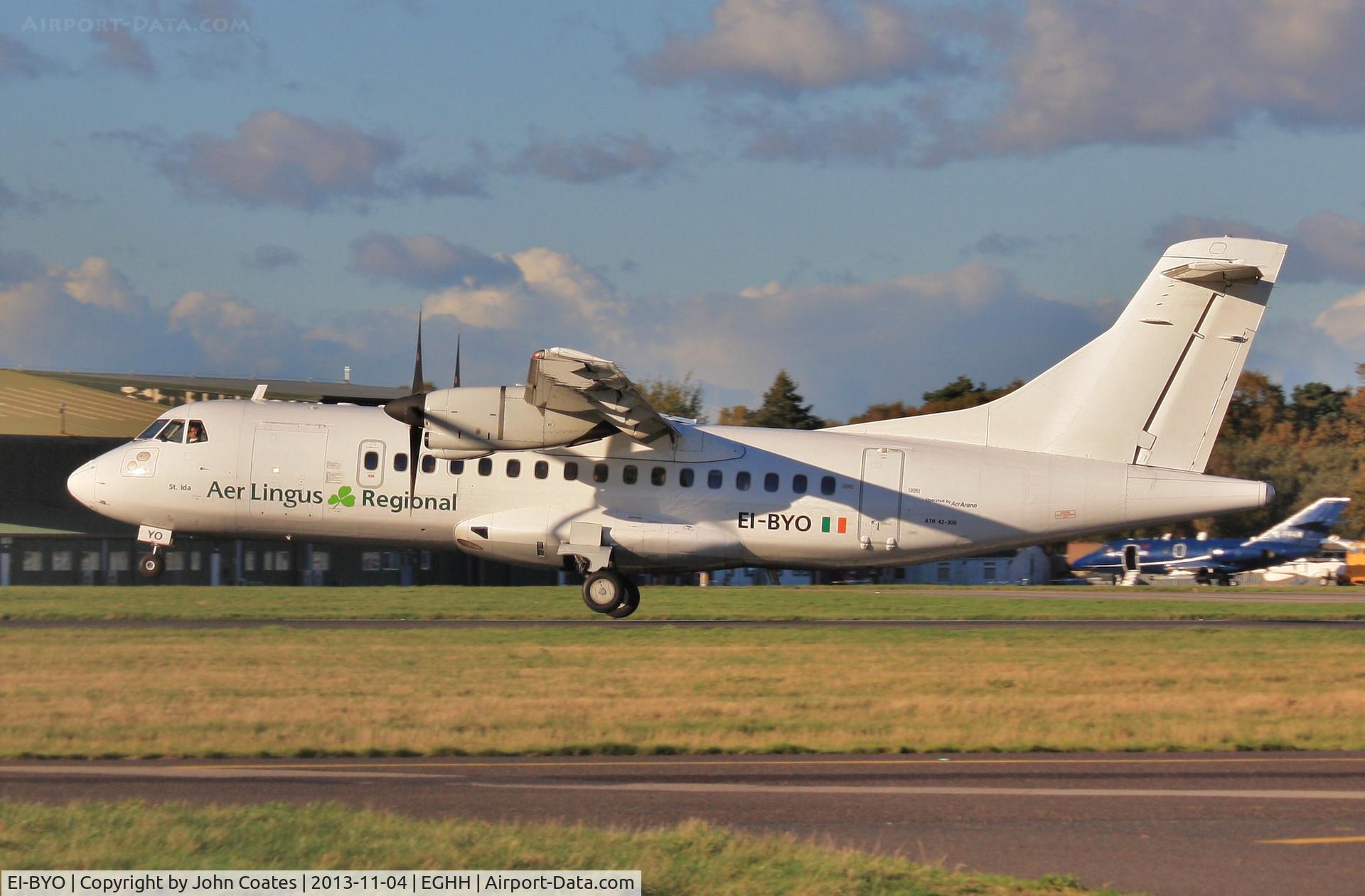 EI-BYO, 1989 ATR 42-300 C/N 161, Touchdown on daily service from Dublin