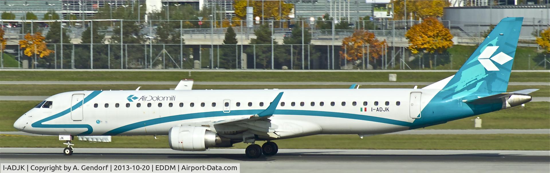 I-ADJK, 2009 Embraer 195LR (ERJ-190-200LR) C/N 19000245, Air Dolomiti, is here on RWY 26L at München