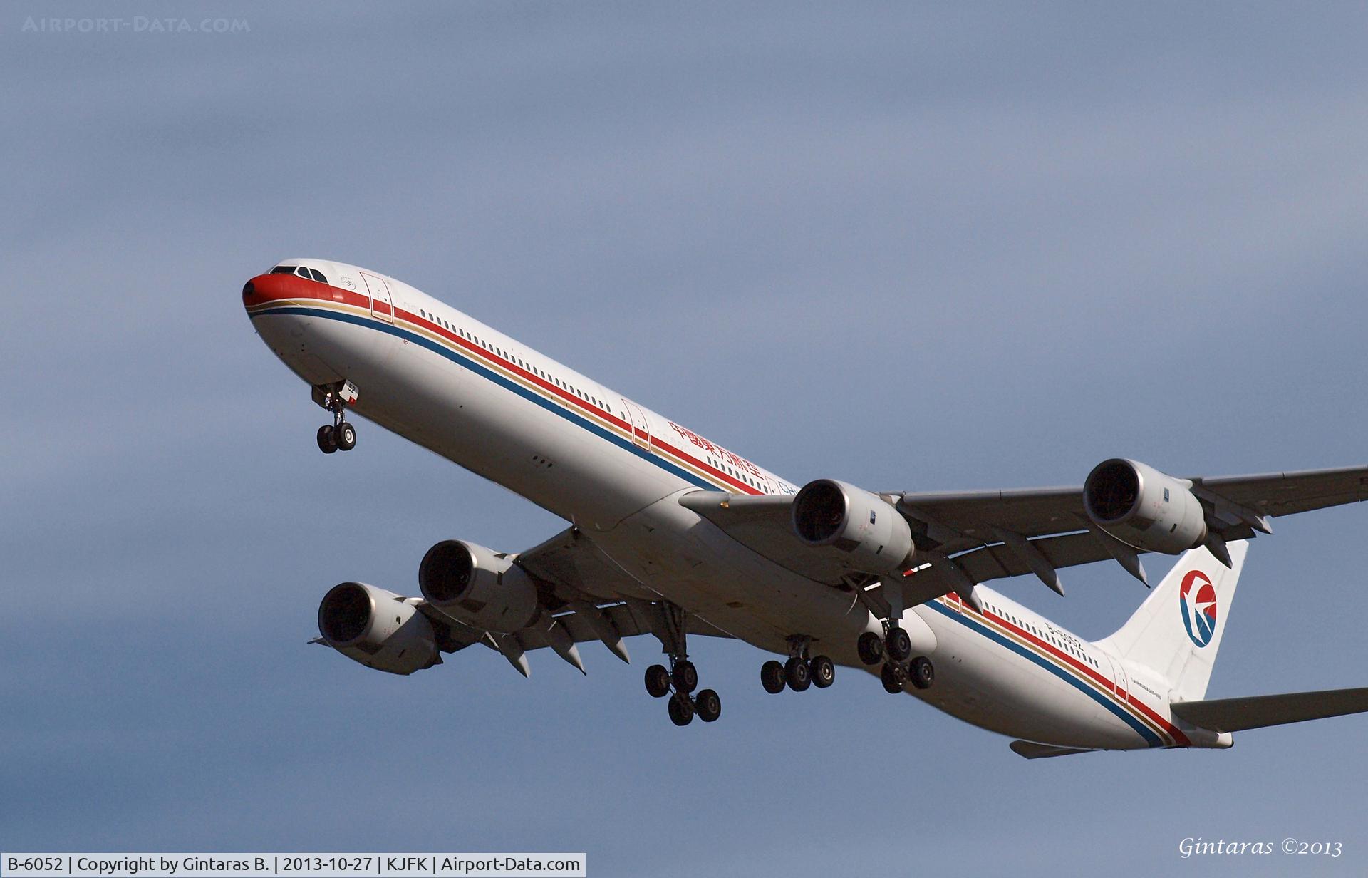 B-6052, 2003 Airbus A340-642 C/N 514, Going to a landing on 31R @ JFK
