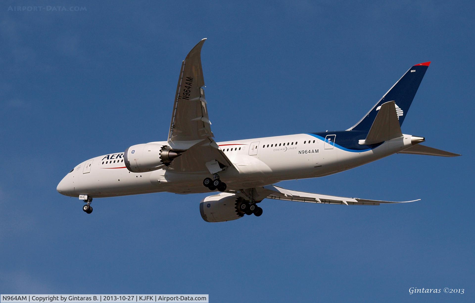 N964AM, 2013 Boeing 787-8 Dreamliner C/N 35307, Going to a landing on 31R @ JFK
