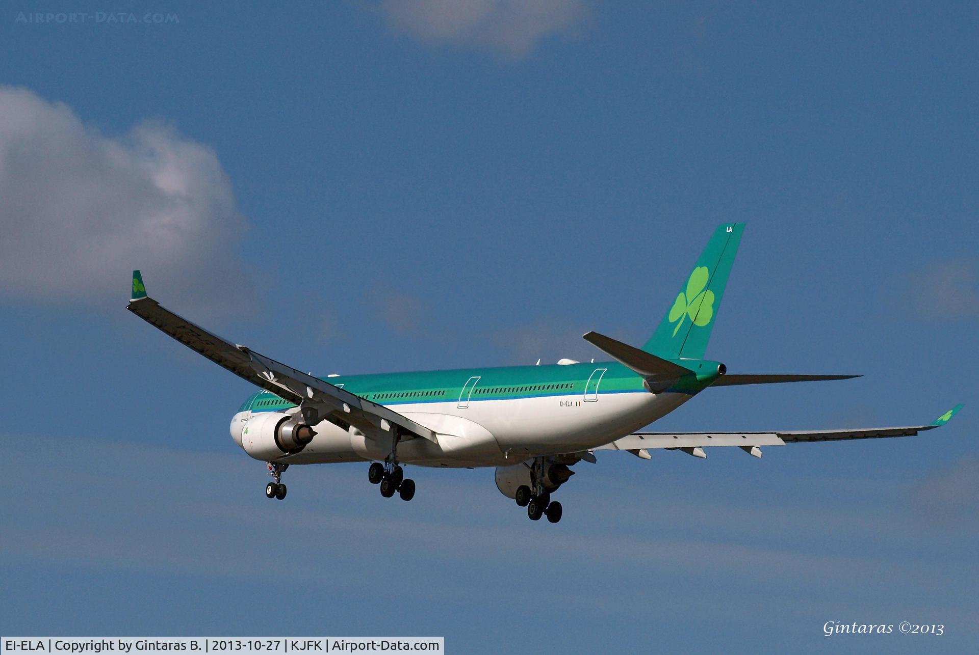 EI-ELA, 2010 Airbus A330-302X C/N 1106, Going to a landing on 31R @ JFK