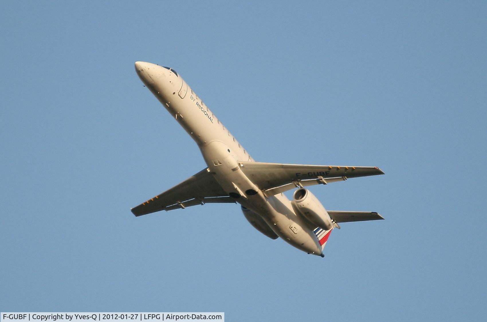 F-GUBF, 2002 Embraer EMB-145MP (ERJ-145MP) C/N 145669, Embraer 145MP takes off Rwy 09L, Roissy Charles De Gaulle (LFPG - CDG)