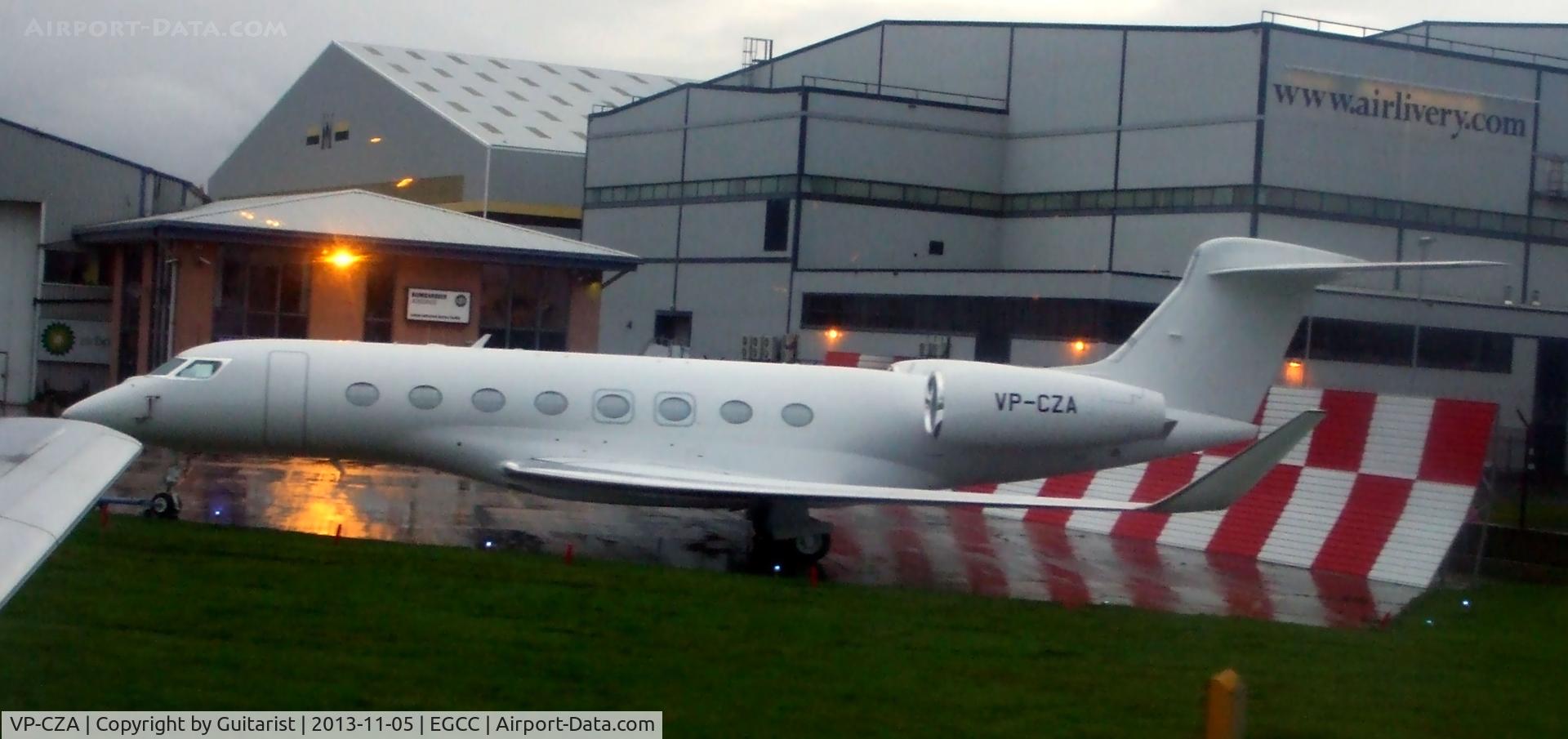 VP-CZA, 1997 Embraer EMB-145EP (ERJ-145EP) C/N 145021, Outside the executive reception at Manchester