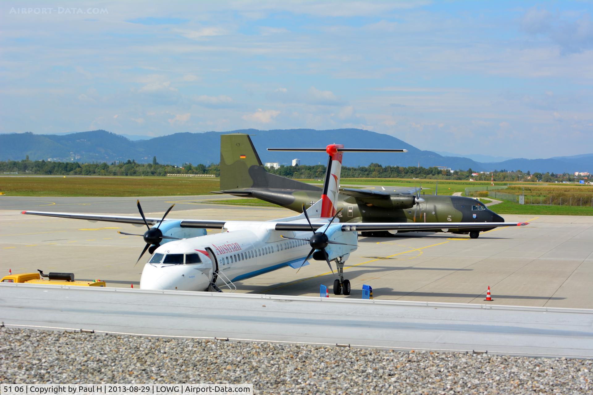 51 06, 1971 Transall C-160D C/N D-143, Dash-8 in front of a Transall