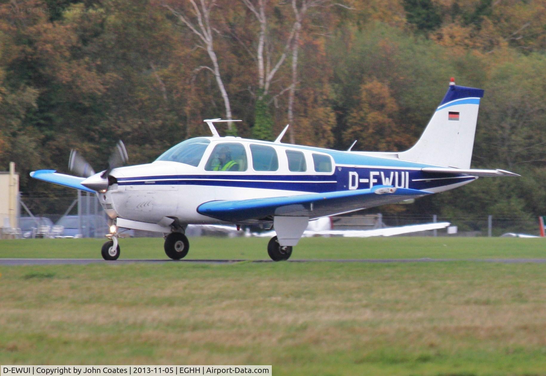 D-EWUI, 1976 Beech A36 Bonanza 36 Bonanza 36 C/N E-854, About to depart on 26