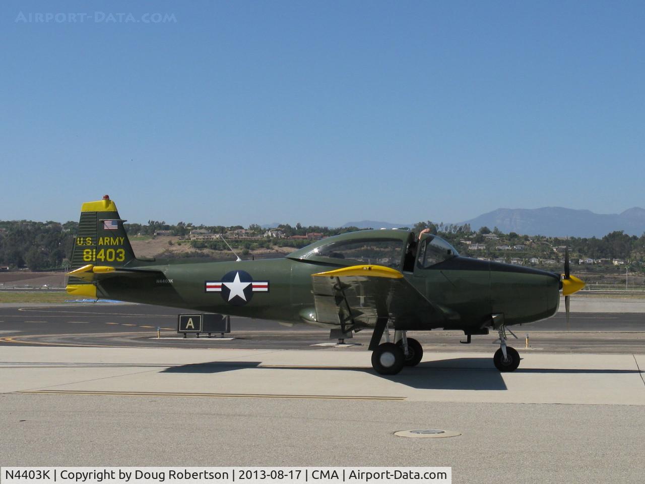 N4403K, 1948 Ryan Navion C/N NAV-4-1403, 1948 Ryan NAVION as L-17B, Continental E-185 (Owner states 225 Hp upgrade), taxi