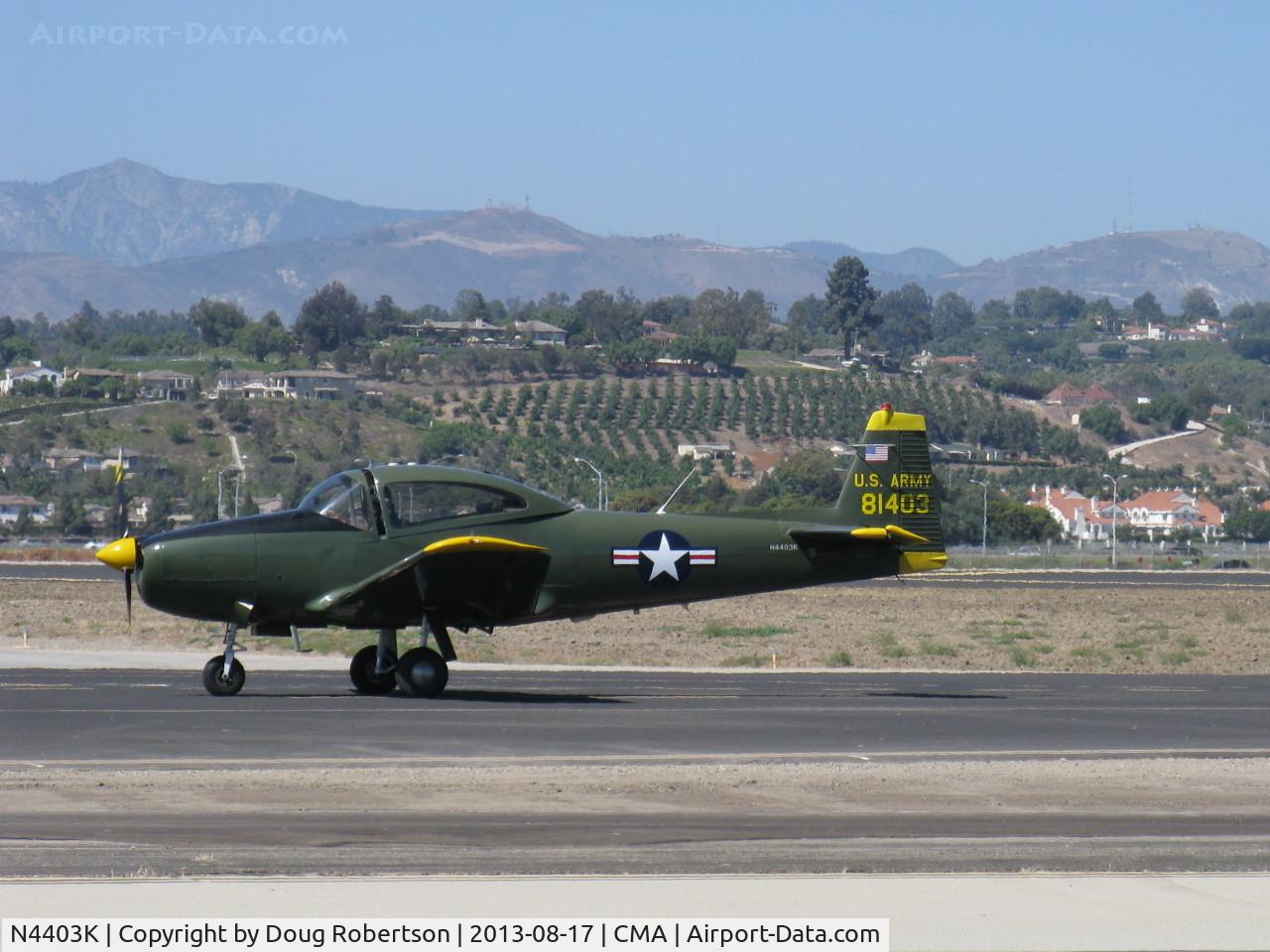 N4403K, 1948 Ryan Navion C/N NAV-4-1403, 1948 Ryan NAVION as L-17B, Continental E-185 (Owner states 225 Hp upgrade), taxi to 26