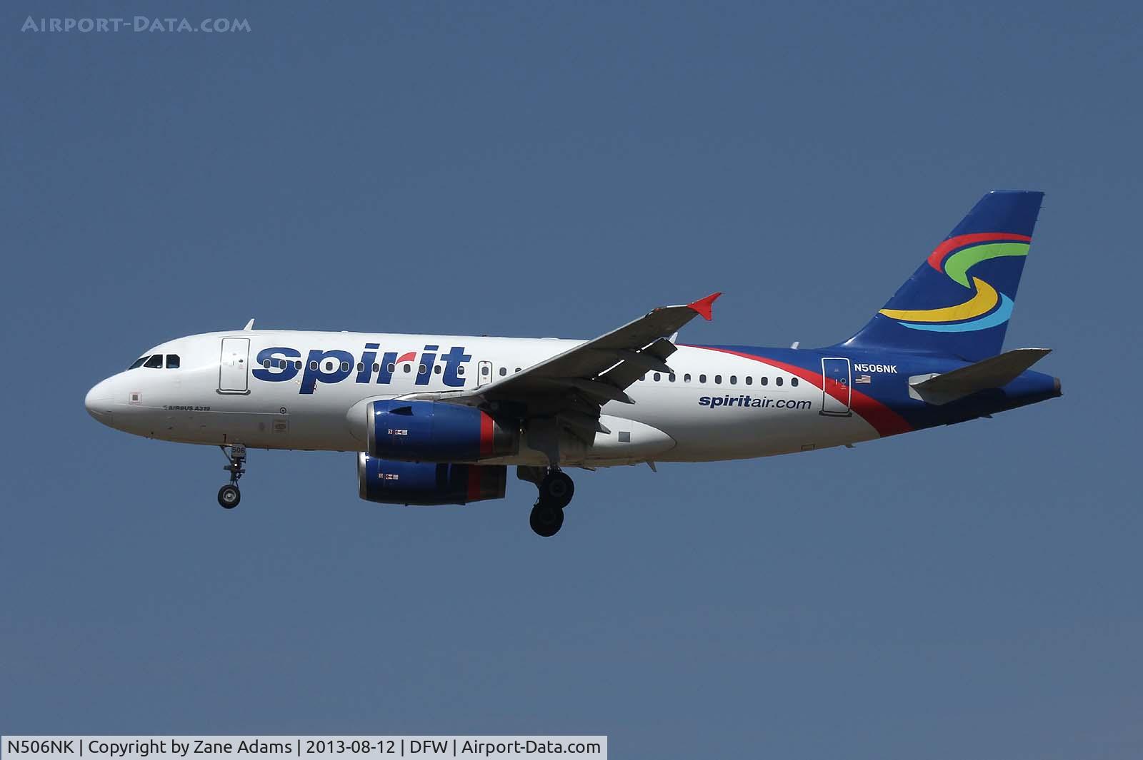 N506NK, 2005 Airbus A319-132 C/N 2490, Landing at DFW Airport