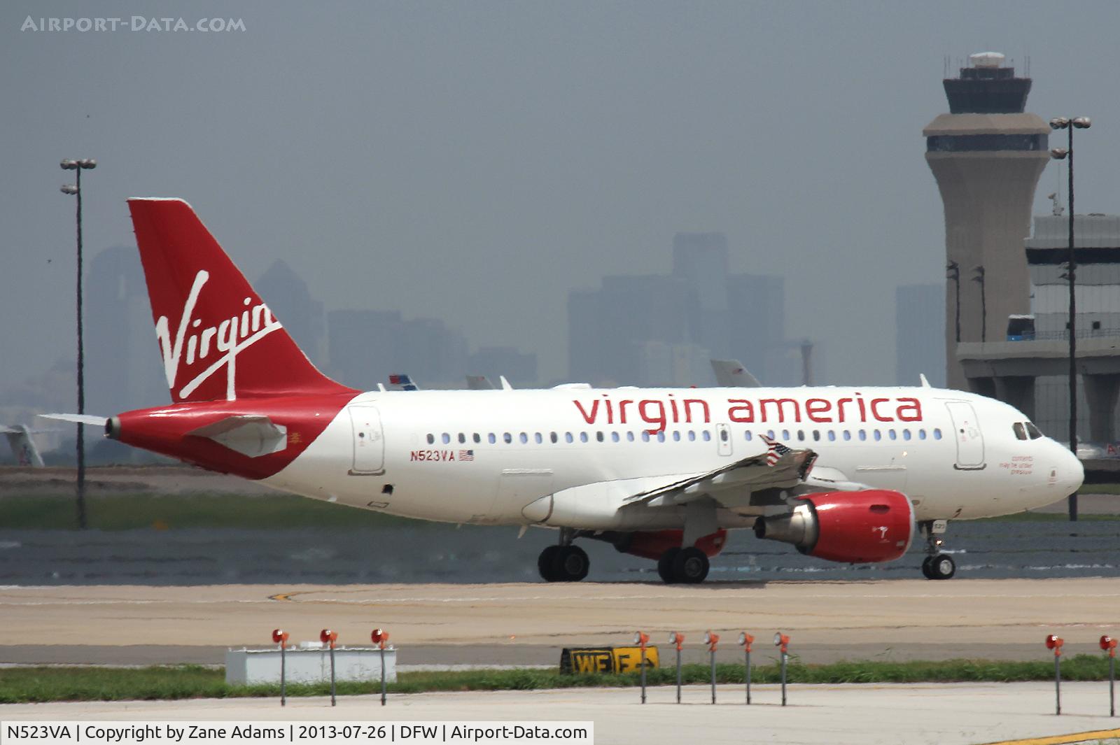 N523VA, 2007 Airbus A319-112 C/N 3181, At DFW Airport